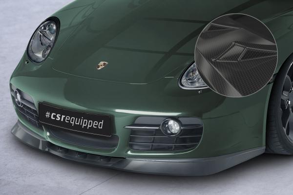CSR Frontspoiler | Cup-Spoilerlippe mit ABE für Porsche 987c Cayman CSL609-C Carbon Look Hochglanz (keine Lackierung erforderlich)