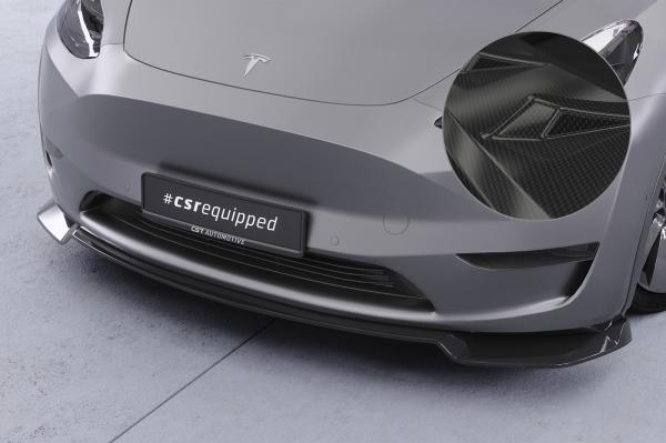 CSR Frontspoiler | Cup-Spoilerlippe mit ABE für Tesla Model Y CSL620-C Carbon Look glänzend (keine Lackierung erforderlich)