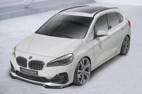 CSR Frontspoiler | Cup-Spoilerlippe mit ABE für BMW 2er (F45) Active Tourer CSL623-C Carbon Look Hochglanz (keine Lackierung erforderlich)
