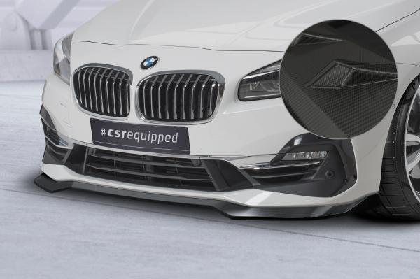CSR Frontspoiler | Cup-Spoilerlippe mit ABE für BMW 2er (F45) Active Tourer CSL623-M Carbon Look matt strukturiert (keine Lackierung erforderlich)