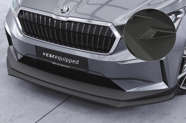 CSR Frontspoiler | Cup-Spoilerlippe mit ABE für Skoda Enyaq iV CSL647-M Carbon Look matt strukturiert (keine Lackierung erforderlich)