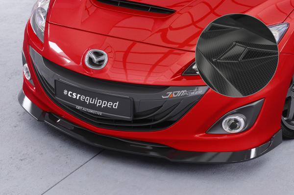 CSR Frontspoiler | Cup-Spoilerlippe mit ABE für Mazda 3 (Typ BL) MPS CSL650-C Carbon Look Hochglanz (keine Lackierung erforderlich)