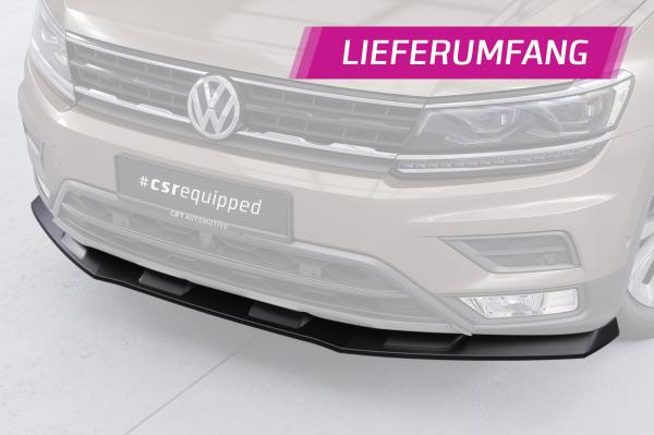 CSR Frontspoiler | Cup-Spoilerlippe mit ABE für VW Tiguan 2 (Typ AD) Basis CSL658-C Carbon Look Hochglanz (keine Lackierung erforderlich)