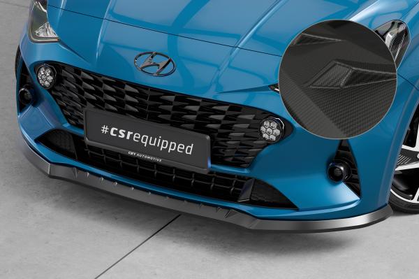 CSR Frontspoiler | Cup-Spoilerlippe mit ABE für Hyundai I10 (3. Gen) CSL687-M Carbon Look matt strukturiert (keine Lackierung erforderlich)