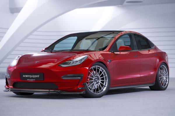 CSR Frontspoiler | Cup-Spoilerlippe mit ABE für Tesla Model 3 CSL702-M Carbon Look matt strukturiert (keine Lackierung erforderlich)