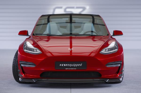 CSR Frontspoiler | Cup-Spoilerlippe mit ABE für Tesla Model 3 CSL702-M Carbon Look matt strukturiert (keine Lackierung erforderlich)