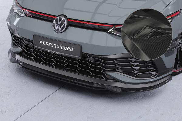 CSR Frontspoiler | Cup-Spoilerlippe mit ABE für VW Golf 8 (Typ CD) GTI Clubsport CSL711-C Carbon Look glänzend (keine Lackierung erforderlich)