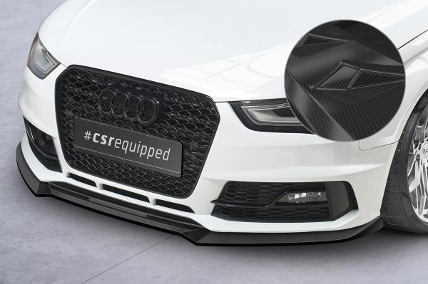CSR Frontspoiler | Cup-Spoilerlippe mit ABE für Audi A4 B8 (Typ 8K) CSL723-C Carbon Look Hochglanz (keine Lackierung erforderlich)