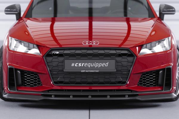 CSR Frontspoiler | Cup-Spoilerlippe mit ABE für Audi TT FV/8S S-Line / TTS FV/8S CSL739-G Glossy schwarz Hochglanz (keine Lackierung erforderlich)