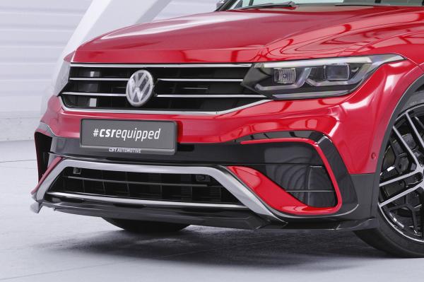 CSR Frontspoiler | Cup-Spoilerlippe mit ABE für VW Tiguan 2 (Typ AD) Allspace CSL793-C Carbon Look Hochglanz (keine Lackierung erforderlich)