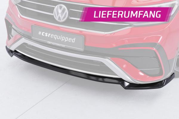CSR Frontspoiler | Cup-Spoilerlippe mit ABE für VW Tiguan 2 (Typ AD) Allspace CSL793-C Carbon Look Hochglanz (keine Lackierung erforderlich)