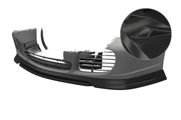 CSR Frontspoiler | Cup-Spoilerlippe mit ABE für Porsche 911/996 CSL852-C Carbon Look glänzend (keine Lackierung erforderlich)