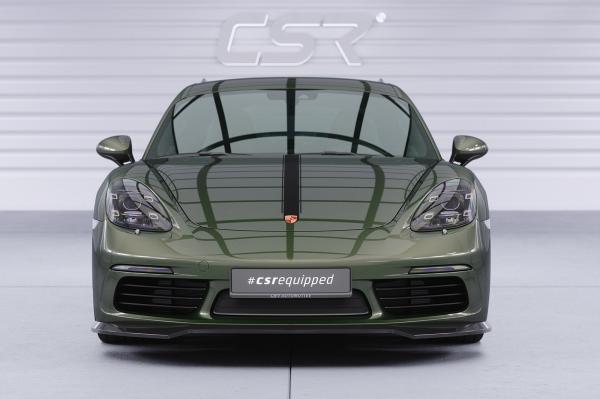 CSR Frontspoiler | Cup-Spoilerlippe mit ABE für Porsche 718 Boxster 982 / 718 Cayman 982 CSL853-L Lackierung erforderlich (schwarz matt)