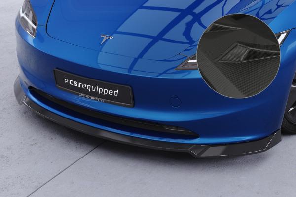 CSR Frontspoiler | Cup-Spoilerlippe mit ABE für Tesla Model 3 CSL869-M Carbon Look matt strukturiert (keine Lackierung erforderlich)