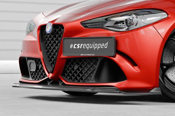 CSR Frontspoiler | Cup-Spoilerlippe mit ABE für Alfa Romeo Giulia Quadrifoglio CSL902-L schwarz matt (Lackierung erforderlich)