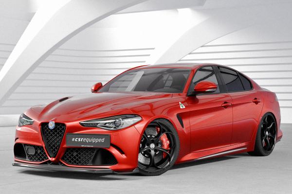 CSR Frontspoiler | Cup-Spoilerlippe mit ABE für Alfa Romeo Giulia Quadrifoglio CSL902-L schwarz matt (Lackierung erforderlich)