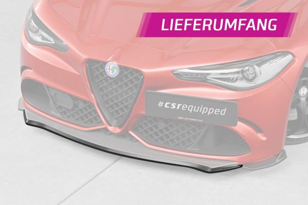 CSR Frontspoiler | Cup-Spoilerlippe mit ABE für Alfa Romeo Giulia Quadrifoglio CSL902-L schwarz matt (Lackierung erforderlich)
