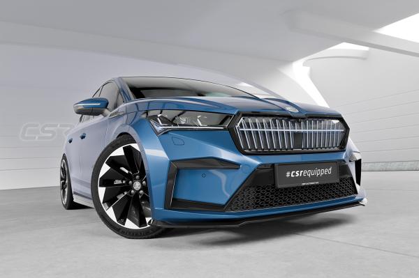 CSR Frontspoiler | Cup-Spoilerlippe mit ABE für Skoda Enyaq CSL971-C Carbon Look Hochglanz (keine Lackierung erforderlich)