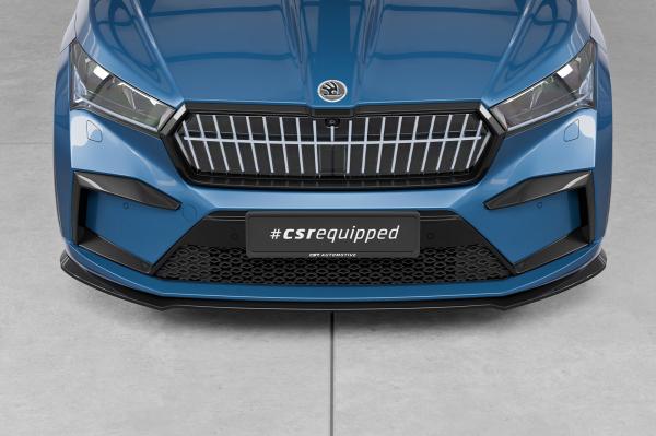 CSR Frontspoiler | Cup-Spoilerlippe mit ABE für Skoda Enyaq CSL971-C Carbon Look Hochglanz (keine Lackierung erforderlich)