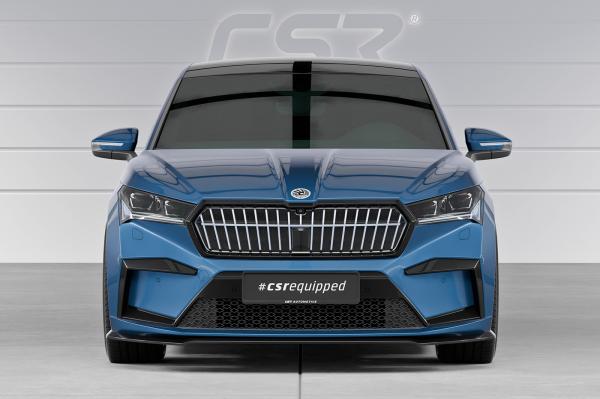 CSR Frontspoiler | Cup-Spoilerlippe mit ABE für Skoda Enyaq CSL971-C Carbon Look Hochglanz (keine Lackierung erforderlich)