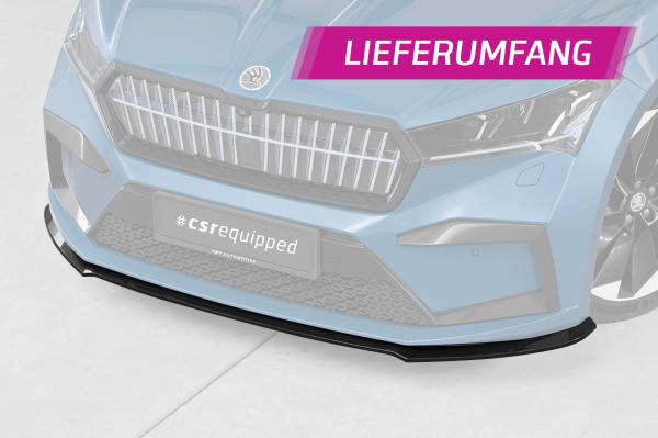 CSR Frontspoiler | Cup-Spoilerlippe mit ABE für Skoda Enyaq CSL971-C Carbon Look Hochglanz (keine Lackierung erforderlich)