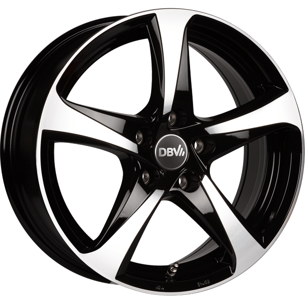 DBV Alufelge 5SP 001 schwarz glänzend, front poliert 7.5x17 ET30 5x112 Nabe 74.1mm KBA 51469