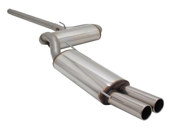 Novus Edelstahl Gruppe A Komplettanlage ab Katalysator für VW Golf 3 / Golf 3 Cabrio – 2x76 mm Endrohre – mit EG-Genehmigung