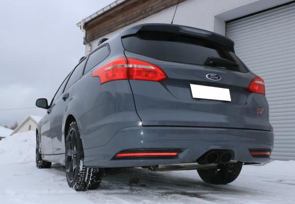 Fox passend für Ford Focus III ST Turnier Diesel Endschalldämpfer quer Ausgang mittig - 2x115x85 Typ 32 mittig schwarz beschichtet FO032075-348s
