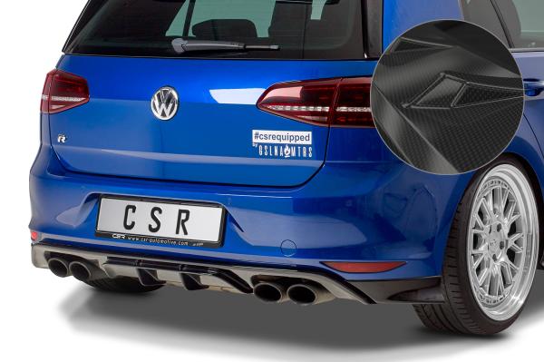 CSR Diffusor | Heckansatz mit ABE für VW Golf 7 R / R-Line HA253-C Carbon Look glänzend (keine Lackierung erforderlich)