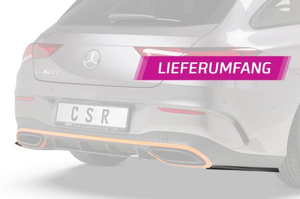 CSR Diffusor | Heckansatz mit ABE für Mercedes-Benz CLA X118 AMG-Line HA254-C Carbon Look Hochglanz (keine Lackierung erforderlich)