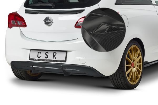 CSR Diffusor | Heckansatz mit ABE für Opel Corsa E HA274-C Carbon Look Hochglanz (keine Lackierung erforderlich)