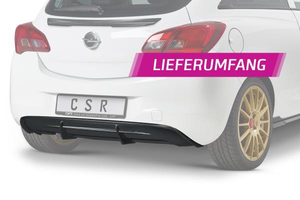 CSR Diffusor | Heckansatz mit ABE für Opel Corsa E HA274-L schwarz matt (Lackierung erforderlich)