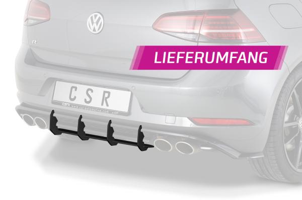 CSR Racing Diffusor | Heckansatz für VW Golf 7 (Typ AU) R HA313-L Lackierung erforderlich (schwarz matt)