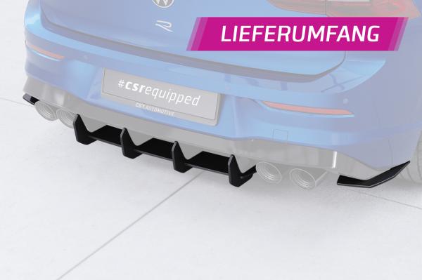 CSR Racing Diffusor | Heckansatz für VW Golf 8 (Typ CD) R HA315-B mit CSR-Logo Lackierung erforderlich (schwarz matt)