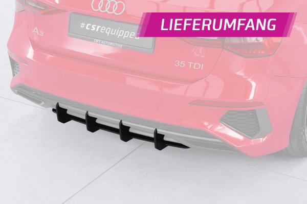 CSR Racing Diffusor | Heckansatz für Audi A3 8Y S-Line HA327-B schwarz matt (Lackierung erforderlich)
