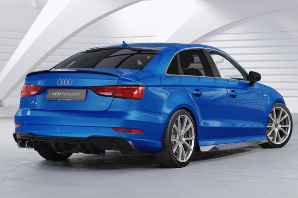 CSR Diffusor | Heckansatz mit ABE für Audi A3 8V S-Line Limo / Cabrio HA448-L schwarz matt (Lackierung erforderlich)