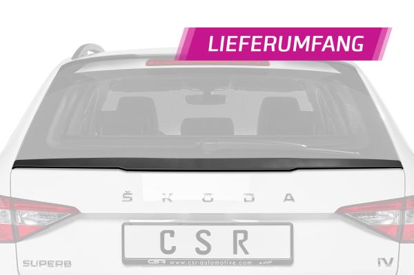 CSR Heckspoiler | Heckflügel mit ABE für Skoda Superb III (Typ 3V) Combi HF749-S schwarz matt strukturiert (keine Lackierung erforderlich)