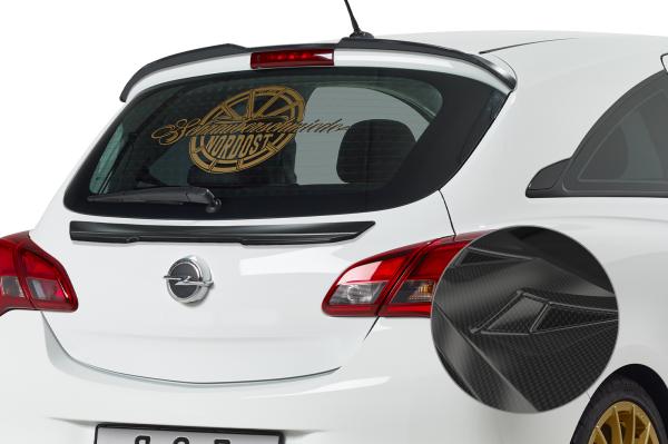 CSR Heckspoiler | Heckflügel mit ABE für Opel Corsa E HF831-C Carbon Look Hochglanz (keine Lackierung erforderlich)