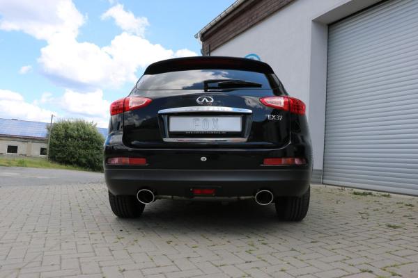 Fox Endschalldämpfer quer 129x106 Typ 32 rechts/links für Infiniti EX37 (ab 2010) – Edelstahl, Rohr 55 mm, EG-Gutachten