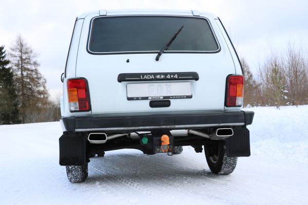 Fox Endschalldämpfer quer 145x65 Typ 59 rechts/links für Lada Niva 4x4 (2010–2017) – Edelstahl, Rohr 50/45 mm, EG-Gutachten