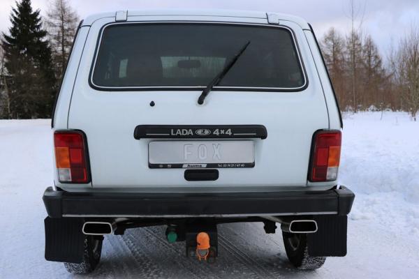 Fox Endschalldämpfer quer 145x65 Typ 59 rechts/links für Lada Niva 4x4 (2010–2017) – Edelstahl, Rohr 50/45 mm, EG-Gutachten