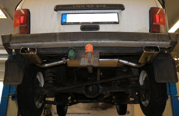 Fox Endschalldämpfer quer 145x65 Typ 59 rechts/links für Lada Niva 4x4 (2010–2017) – Edelstahl, Rohr 50/45 mm, EG-Gutachten