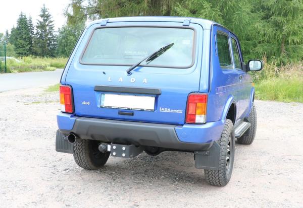 Fox Endschalldämpfer quer 1x90 Typ 10 links für Lada Niva 4x4 Urban (ab 2010) – Edelstahl, Rohr 45 mm, EG-Gutachten