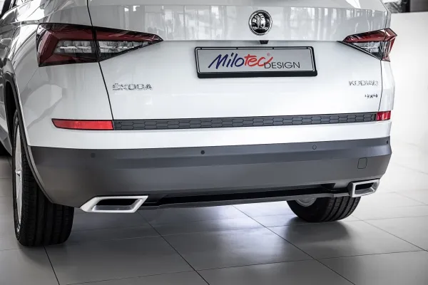Milotec - Auspuff-Dummies XL Alu-Brush-Design für Skoda Kodiaq NS inkl. Facelift ohne Scout oder Sportline