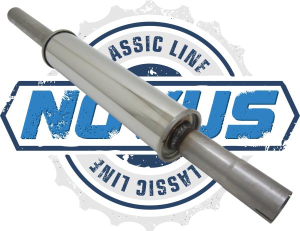 Novus Classic-Line Serien Vorschalldämpfer aus Edelstahl für VW Golf 2 / Jetta 2 / Passat 35i – Anschluss 50 mm, mit E-Prüfzeichen