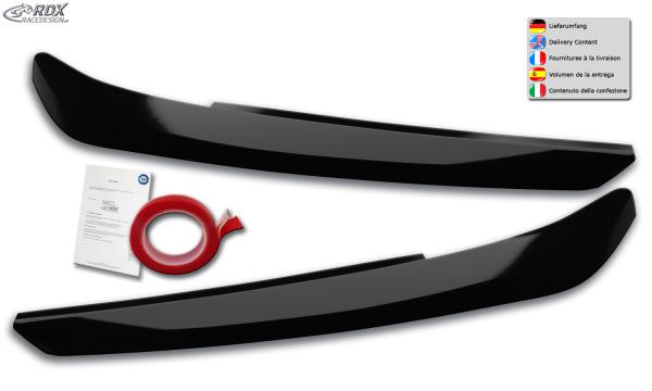 RDX Scheinwerferblenden für AUDI Q3 F3 (2019+) Böser Blick SCHWARZ GLÄNZEND