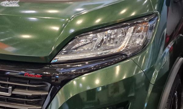 RDX Scheinwerferblenden für FIAT Ducato (250 / 2014+) & CITROEN Jumper (Y, 250L / 2014+) & OPEL Movano (Y / 2021+) & PEUGEOT Boxer (Y / 2014+) & TOYOTA ProAce Max (T / 2024+) & RAM ProMaster (2013+) schwarz glänzend Böser Blick