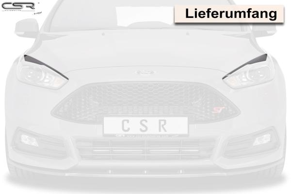 CSR Scheinwerferblenden für Ford Focus MK3 SB294-L schwarz matt (Lackierung erforderlich)