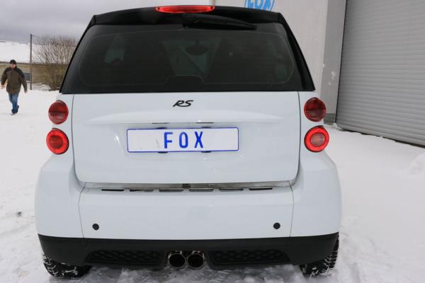 Fox Endschalldämpfer für Smart Fortwo Coupe 451 mit Brabus Stoßstange – Ausgang mittig – 2x80 mm (Typ 14)