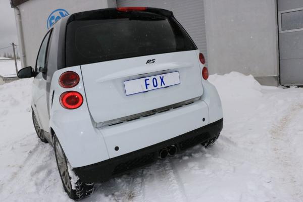Fox Endschalldämpfer für Smart Fortwo Coupe 451 mit Brabus Stoßstange – Ausgang mittig – 2x80 mm (Typ 14)